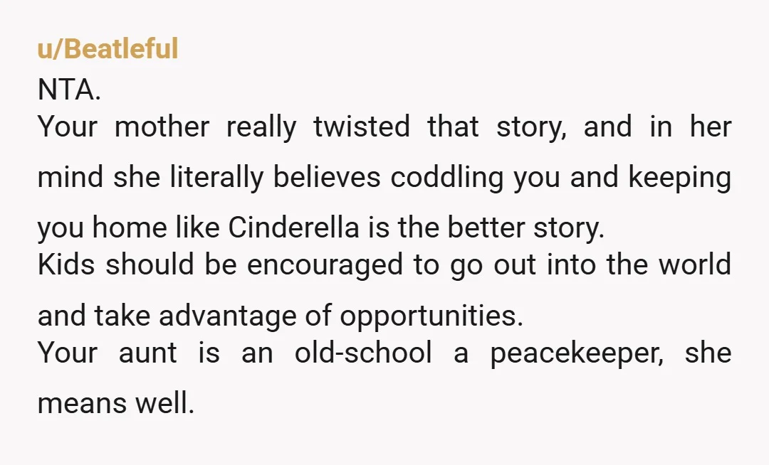 u/justbraised
NTA I've had similar with my mom.
It's exhausting.
Don't feel bad.
Maybe now that you've called her out she'll stop repeating this fairytale. 