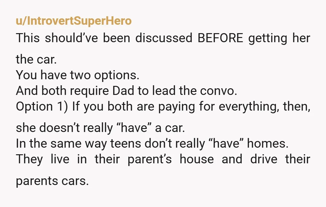 u/Soft_Remote_1511 NAH.  Shes not the ah for wanting freedom and a ride to school and maybe even a way to escape her mom's house when it gets tough.  But your...
