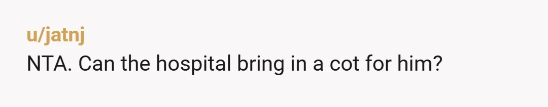 u/Gnarly_314 NTA. I would be surprised if the hospital would allow you to share your bed and have your partner stay overnight. Midwives tend to be very protective of new...