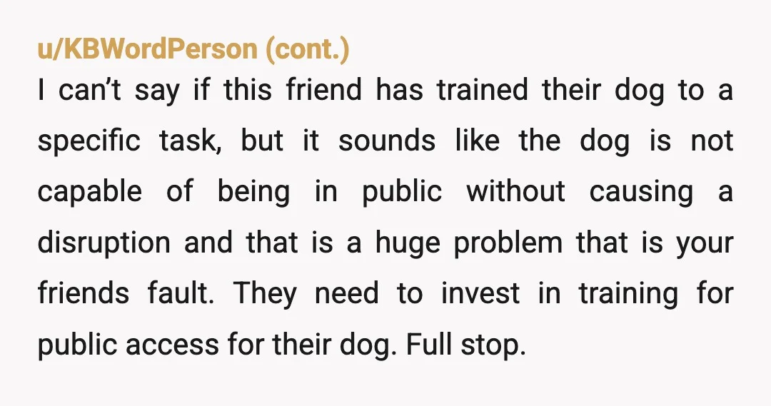 u/Big_Reporter8521
This sounds like an emotional support animal, service dogs are professionally trained.