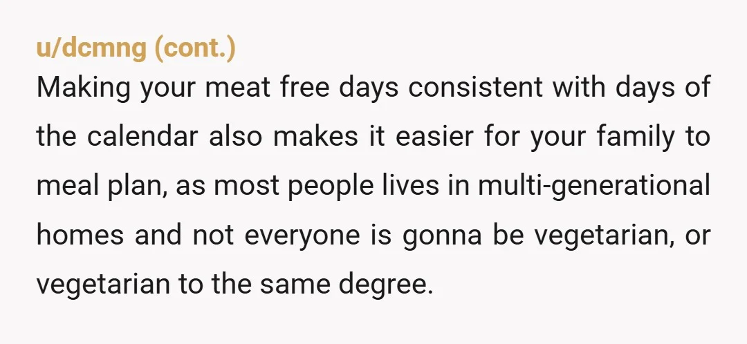 u/Glittering_Nobody813 NTA, only you can decide what you do and don’t eat, but do you really want to spend the rest of your life with someone who food polices you...