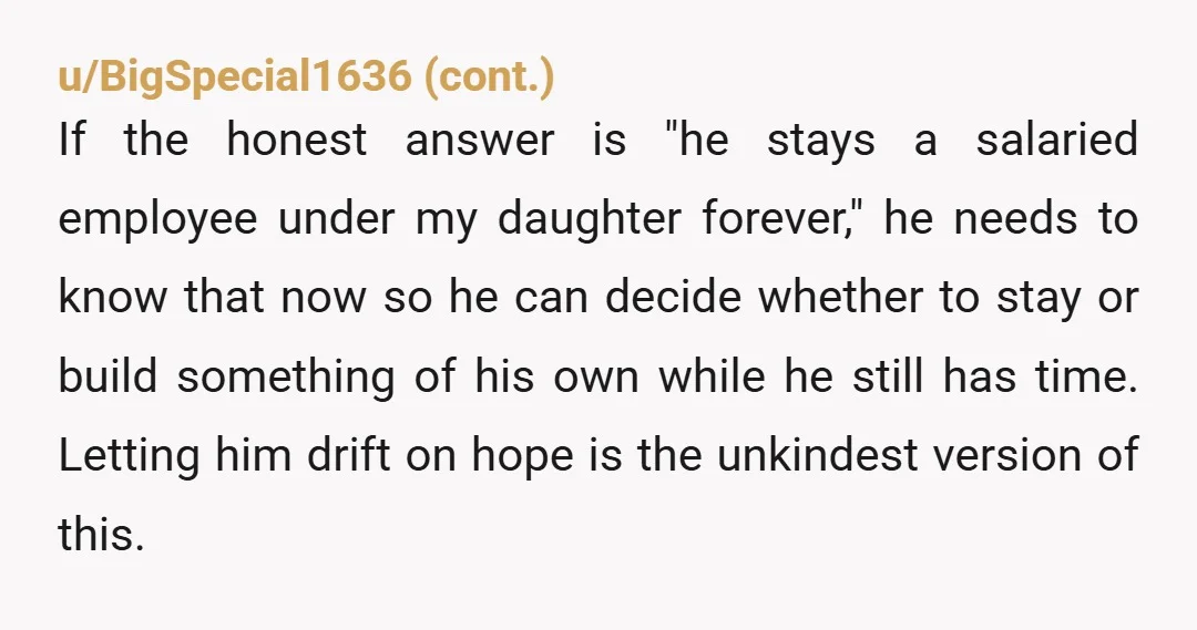 u/Objective_Might_6540 Yes. Sounds like he had the expectation that he was going to have a greater stake in the business. And had been working accordingly. Don’t be surprised he leaves...