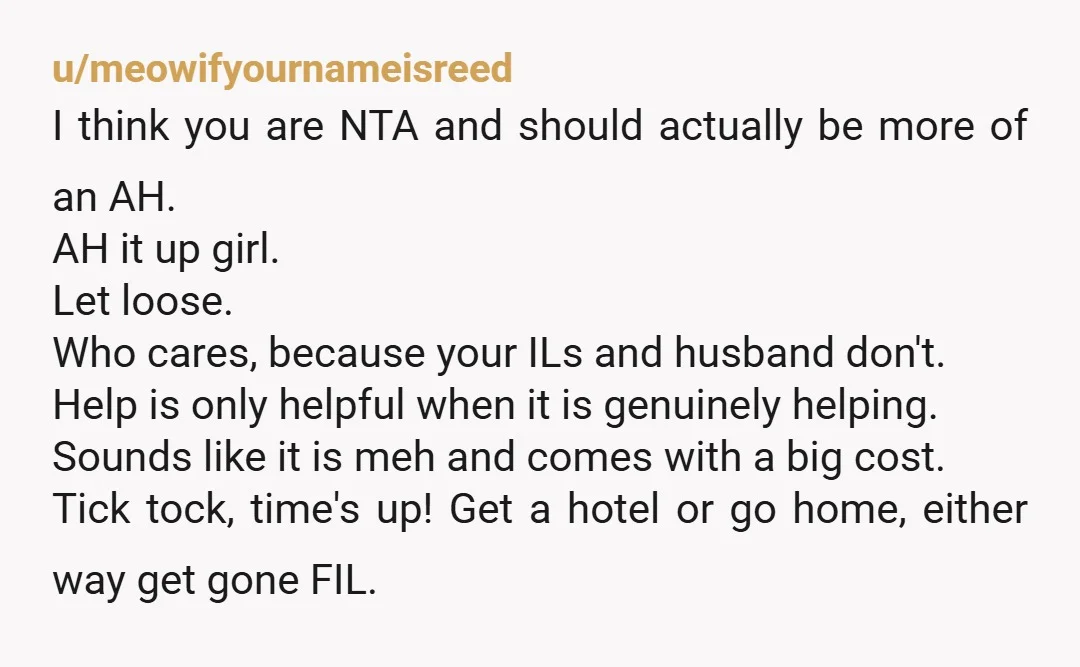 u/efra75 If you're in the US, husband gets 12 weeks of FMLA too, FIL needs to go home and husband needs to help at home a few weeks. You poor...