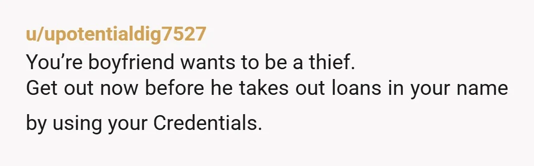 u/tats76 NTA "Buying things you shouldn't." Did that one accidentally slip out? Because that's a red flag. My husband and I talked about finances while we were dating and we...