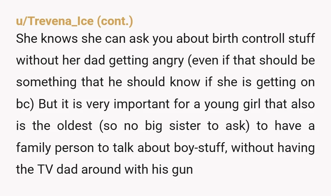 u/Cevanne46 NTA. That his reaction to her crush made her stop confiding in him and his reaction to her having a first boyfriend is to stop speaking to her is...