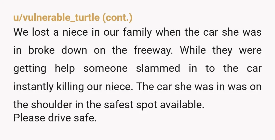 u/IHateTheJoneses "See if they're ok?" What were you supposed to do if they weren't? Did she just want to see what happened? I'm not sure what you're supposed to feel...