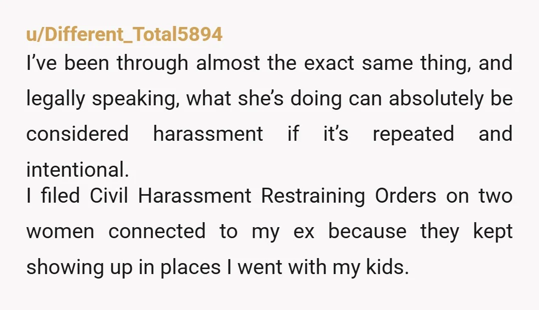u/z-eldapin Everytime you see her, say 'Hey Homewrecker' in the most jovial voice you can use. If close enough, go in for a high five. Shes not stalking you, per...