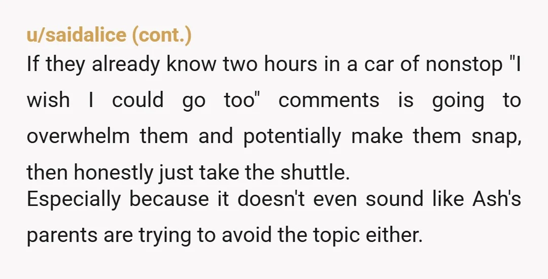 u/AffectionateBand2709
YTA and even more so for getting a ride from the parents after you wrote this story in your head about what she is going to do.