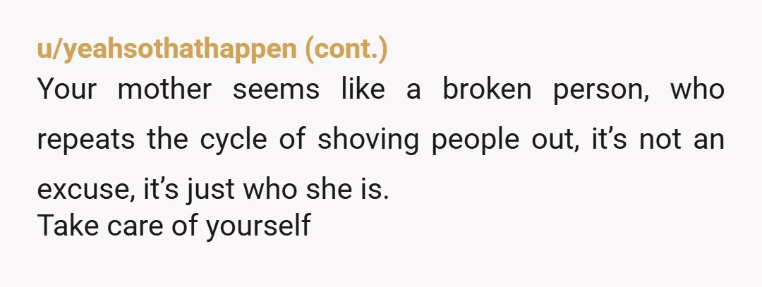 u/Sturdy_Prop01 She hates herself for not being there for her daughter. She’s not emotionally honest enough to admit that to herself so she is displacing her anger onto the person...