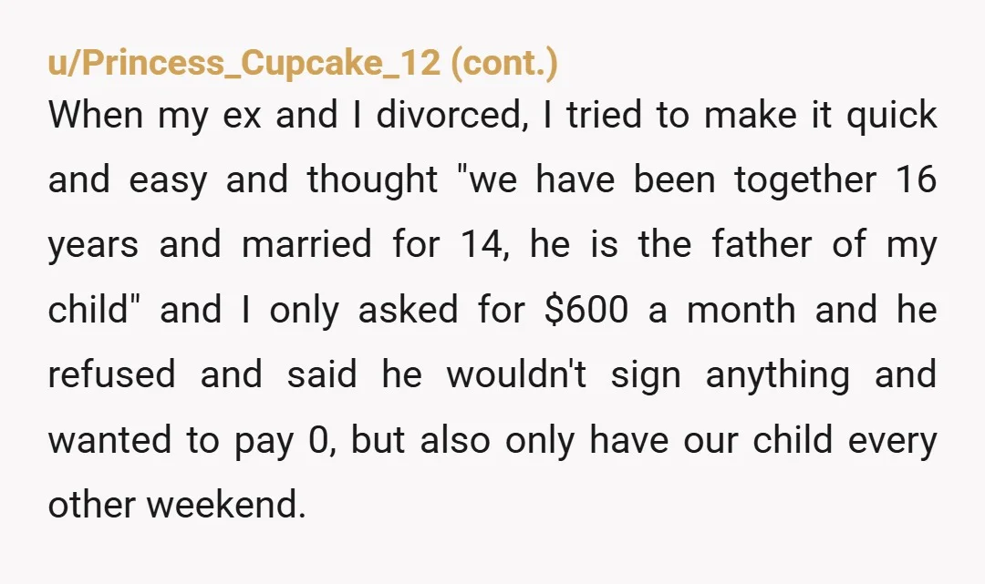 u/Blackcat2332 So what if you're bitter? You're allowed to be. He cheated on you. He could have been slightly decent and divorce you. He's in no position to expect decency...