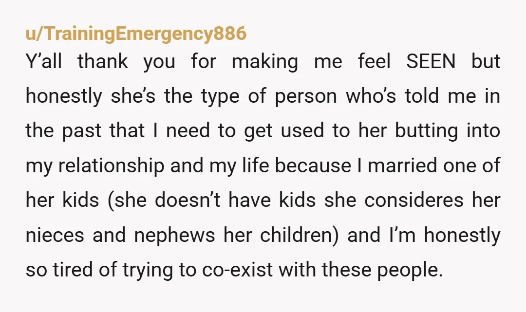 u/TrainingEmergency886 Y’all thank you for making me feel SEEN but honestly she’s the type of person who’s told me in the past that I need to get used to her...
