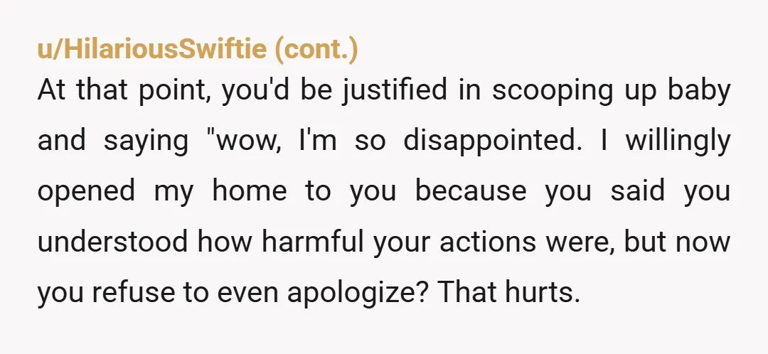 u/witsendgame WTF. She has yet to apologize and make amends for her treatment of you and this ‘accountability’ that you speak of just sounds like a lot of shifting the...