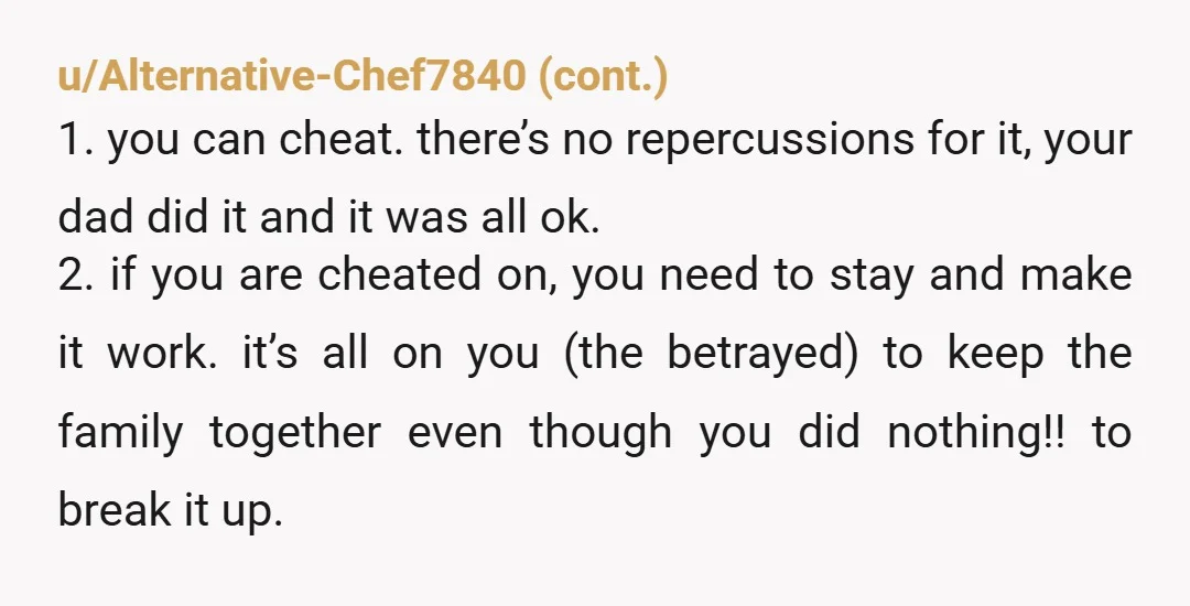 u/handandheart Backtracking now would just be delaying the inevitable. A year from now you would be in the same spot of living with mistrust, betrayal, and lack of self respect....