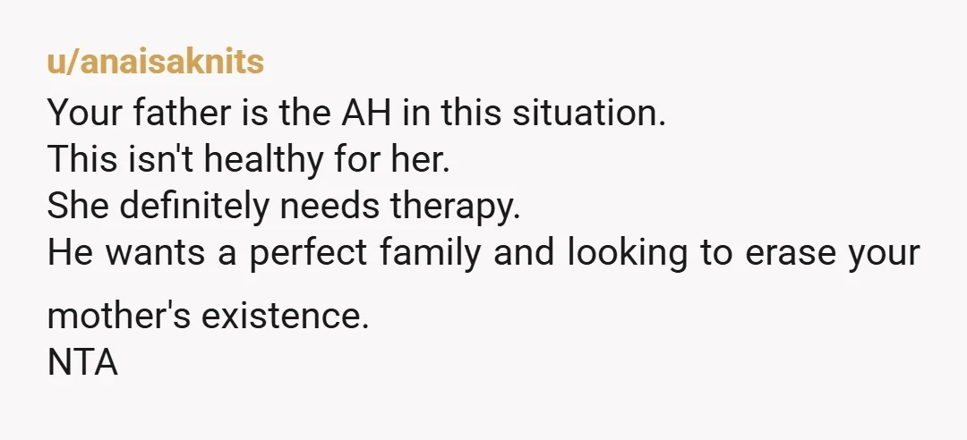 u/Awesome_Forky NTA Sounds like this is not only your sister speaking there but also your dad and his wife. Don't give into their pressure to play perfect blended family if...
