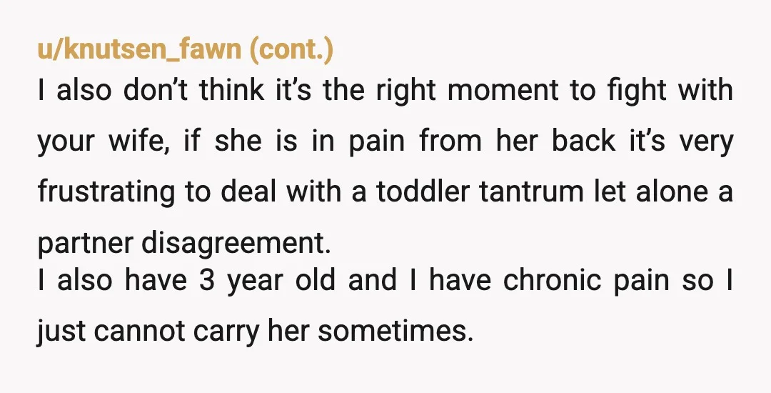u/ReadMean2742
NTA. At 3, consistency matters more than strict enforcement or punishment for normal behavior.