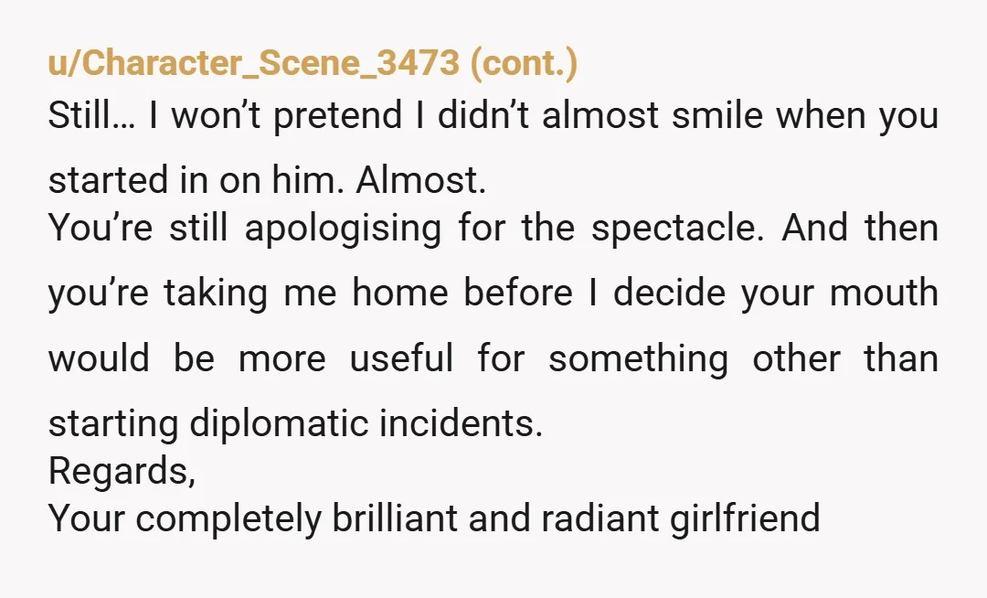 u/EydtheWeslayan YTA - You and “G” are just desperate to cause a scene, frankly, and WonWon… I mean… WW, really wasn’t even looking at her, let alone touching her! He...