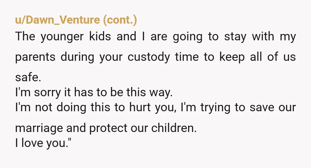 u/Kat092620
Try separating but what’s your plan with your kids 50-50 and she gets your kids the week her other ex has their kids?