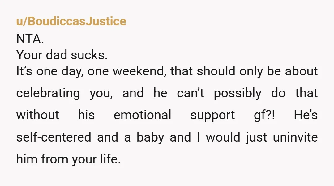 u/dont_know_throwaway Tell him yes, it was. You are not a child and if you are the adult in the equation, he can come back when he grows up. Your mom...