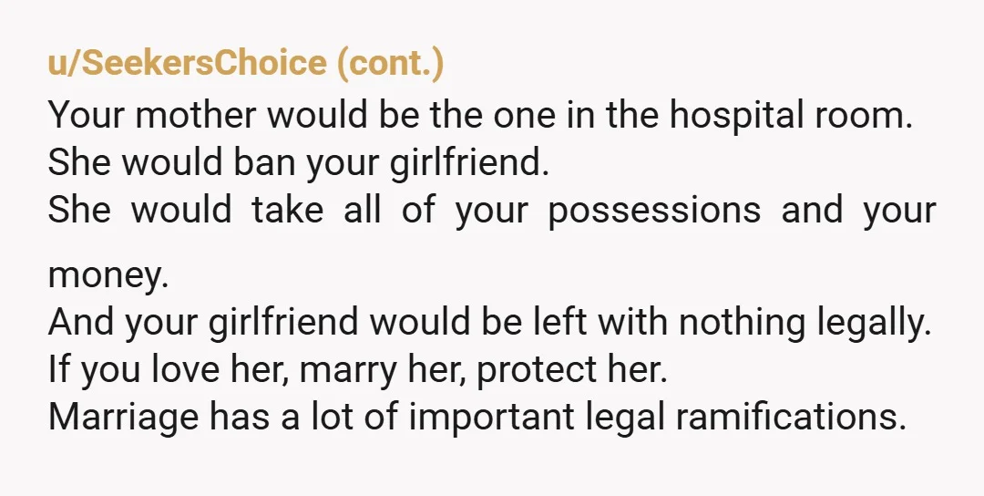 u/bopperbopper Well, I think you should decide if you’re gonna marry her or not… if you’re totally against Marriage, does she know this? Tell your girlfriend that you accidentally saw...