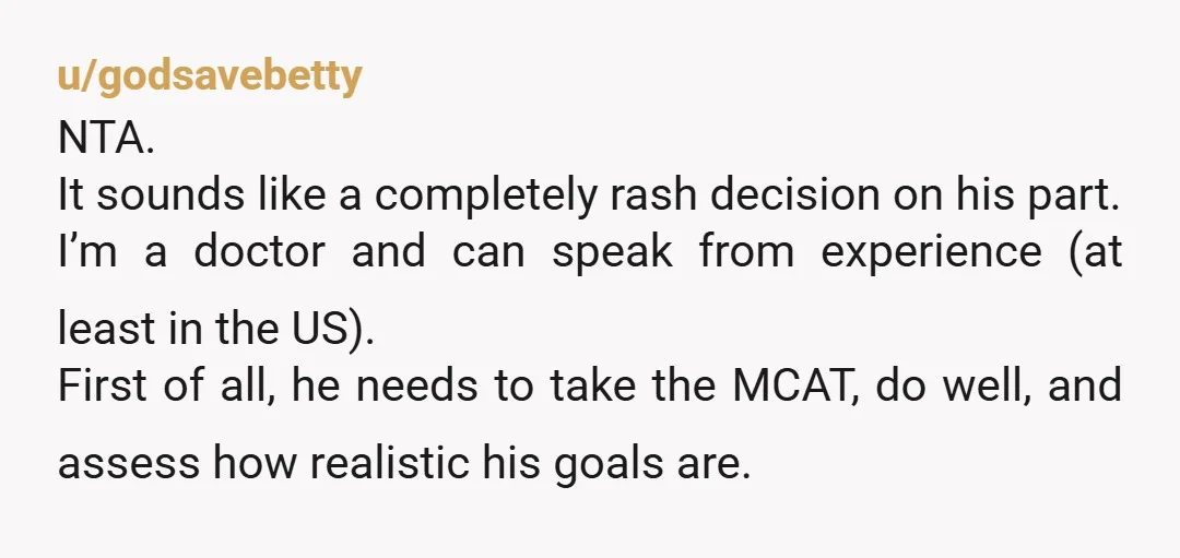 u/NeedsToShutUp NTA. The big thing is how much of this is serious and achievable versus an impulsive desire, and how much this is a trauma reaction. He might not feel...