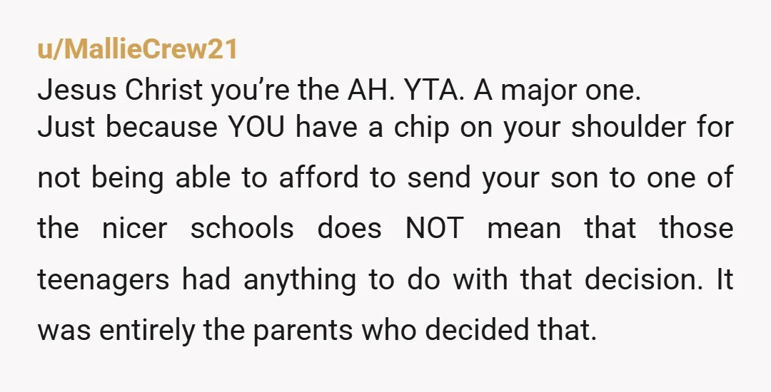 u/hospitalitychick
YTA - it was most likely their parents decision which high school they went to.
You let your volunteer position go to your head.