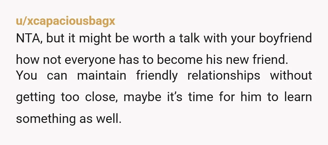 u/Enamoure ESH. Regardless of your friend's expectations I feel you can build some distance with your friend's partners initially until she has dates them for quite a while. You don't...