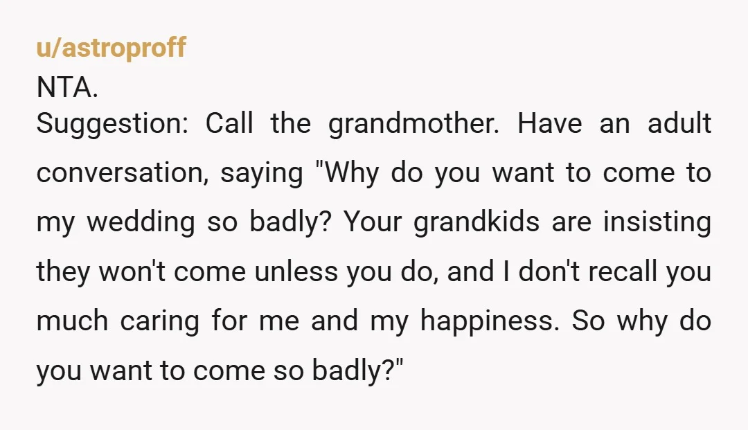 u/tiger0204 NTA - I can't imagine inviting your ex mother-in-law to your wedding, unless maybe you were widowed. I also can't imagine that your new bride would be very happy...