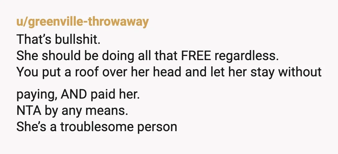 u/natangellovesbooks Wait? So she expects you to handle ALL of the bills, food, and rent and then has the audacity to ask for MORE money when you shouldn’t even be...