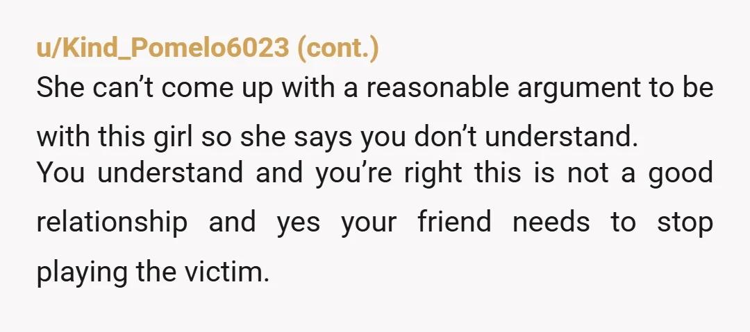 u/sapphiredawn1 Honestly you should be very clear with her about how gross this is and walk away from this friendship. There's a 10 year age gap, cheating from your friend,...