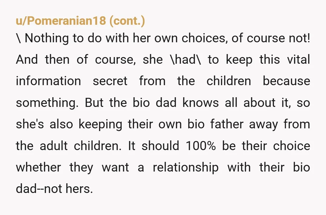 u/No_Jaguar67
Girl, tell your husband.
You are that man’s wife, not the keeper of his mamas secrets.
She ruined her own marriage, don’t let her ruin yours.
Updateme