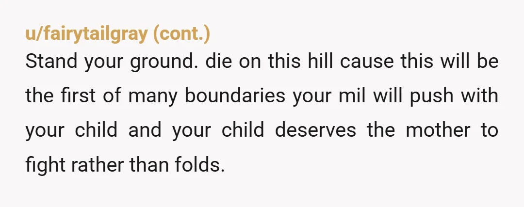 u/Scary-Alternative-11 Girl. C'mon now. You know damn well you are NTA. You need to put on your mama pants and stand up for yourself. Now. You need to tell MIL...