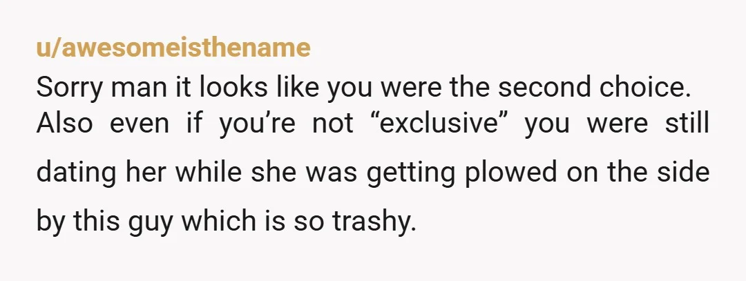 u/nixie-14 She absolutely remembers every interaction she had with this chap after you two got together. The drip-drip of lies and half truths will only further undermine the shaky trust...