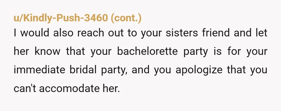 u/ObjectiveDuck6969
NTA. if she can’t go without her friend to your celebration weekend, i guess she can’t go