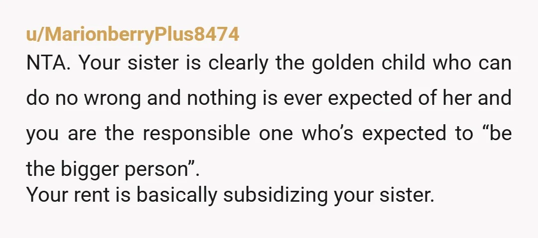 u/Waverly_Skylark_69
YTA - your rent has nothing to do with your sister.