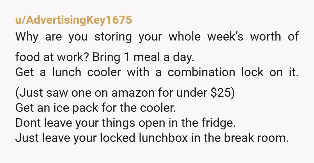 u/Free-Surprise6895 Meal prep? So is it a week’s worth of food you’re storing in a shared refrigerator or just one?