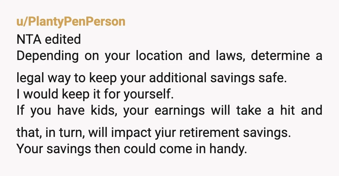 u/RunsFastAfterCoffee NTA. It's your money after all. I will say though that if having a conversation about a prenup would "ruin things or completely change the relationship" then are you...