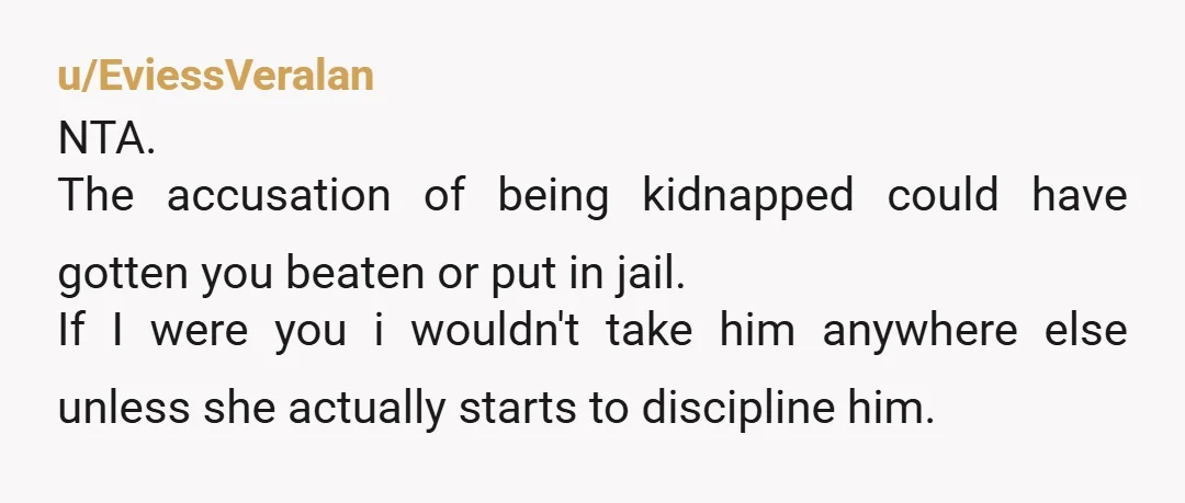 u/Square-Swan2800 Jessica is a law suit waiting to happen. You need to be firm that you will NOT EVER look after him again. And mean it. I think all of...
