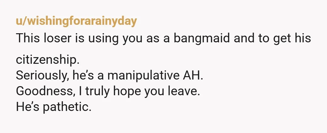 u/ShakinMyHead513
He has no job and isn't contributing. He's not marriage material. Throw him back