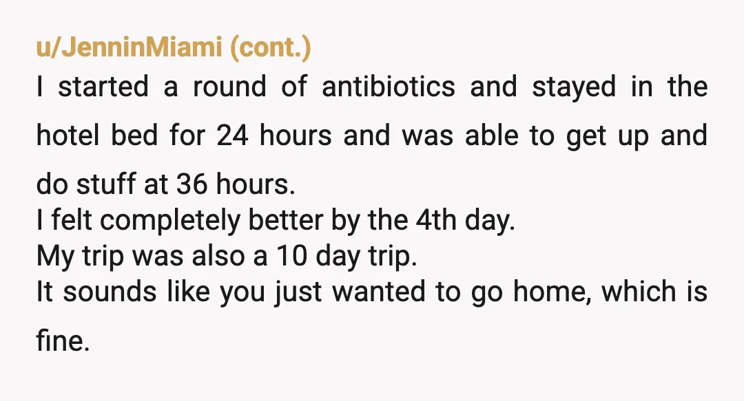 u/coastalkid92
INFO: given that you have a chronic health issue that is exacerbated by stress what was your realistic plan for this trip to manage your healthy?