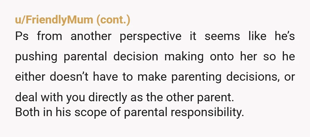 u/RadiantCarpenter1498 Speaking as a step parent who was very involved in raising my wife’s children from a previous marriage, that lady is way out of line. She has ZERO say...