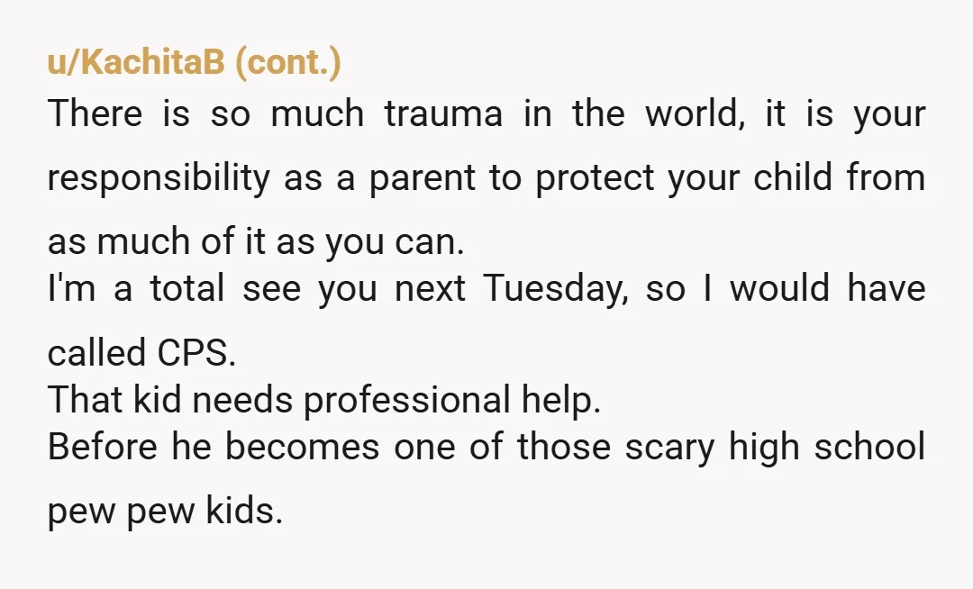 u/ribbonsofgreen
Nta. Maybe you should tell Andrew to get the kid into therapy.