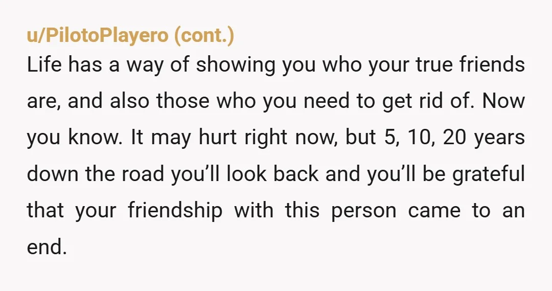 u/Otherwise-Wall-6950
"Our family wouldn't fit the aesthetic." Homophobia at its finest. "Throwing hand signals?" WTF is that? End the friendship!