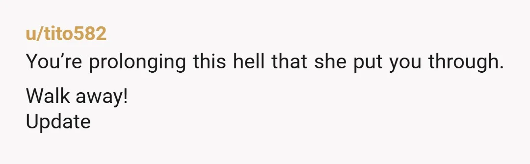 u/MithosYggdrasill1992 This is gonna be hard to hear, but you need to put some space between the two of you. I am not saying that friendship isn't possible in the...