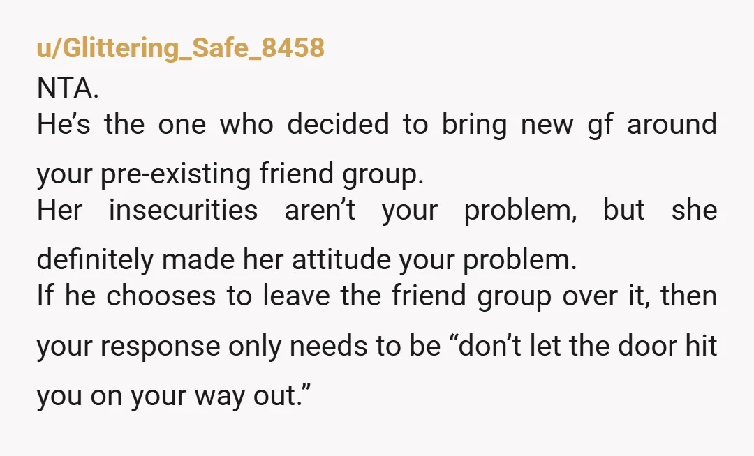 u/auroracorpus NTA Ex is wrong, and his new girl is more wrong. Imagine starting a fight w your new man's friend group. What a dumb move. Ask the friends who...