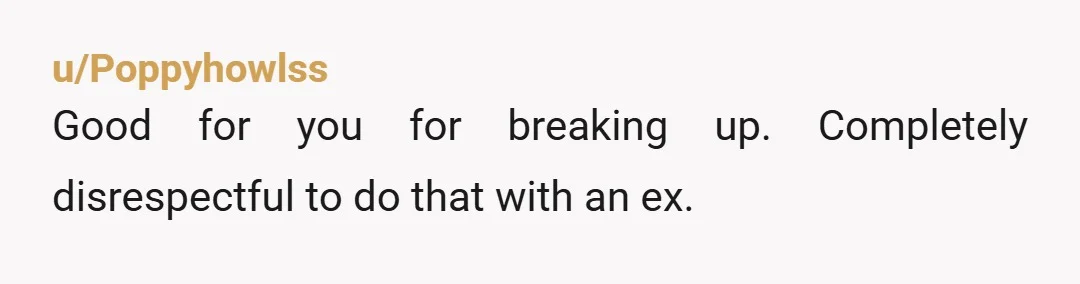 u/Quirky_Masterpiece55
Total lack of respect for your feelings. You’re better off without her! Don’t look back.