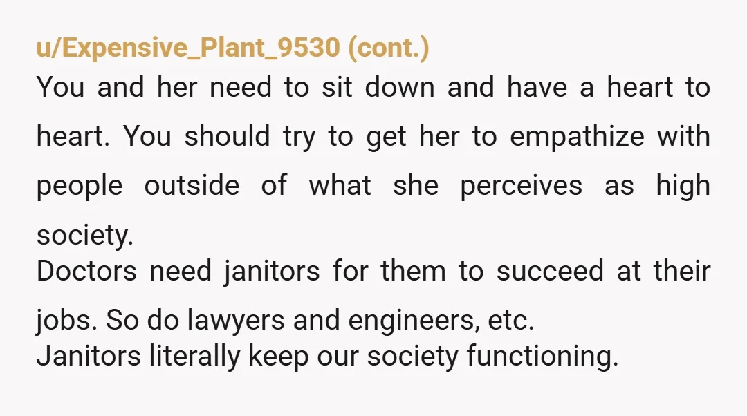 u/broadsharp2
NTJ
Hard work is never shameful. A dedicated father is never shameful.
Tell you ex to pay.
I'm sorry to say OP, your daughter is an embarrassment.
Updateme!