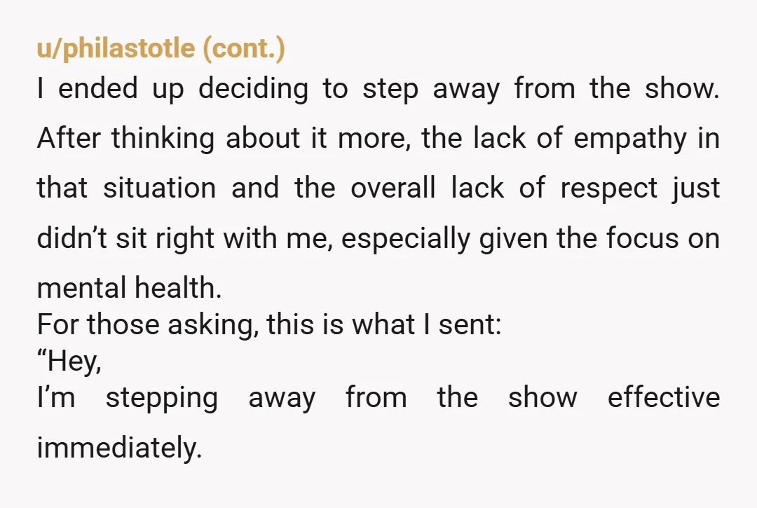 u/beetrootfarmer No but they are an AH. If you're doing something for free you're allowed to be flexible, even if you were getting paid you're allowed to be flexible for...