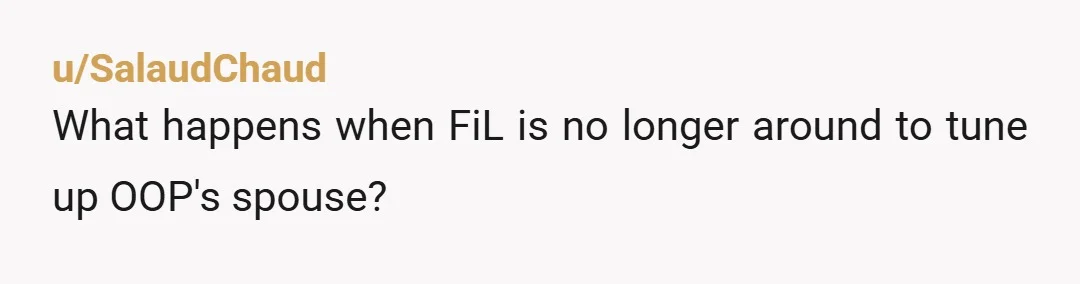 u/SalaudChaud What happens when FiL is no longer around to tune up OOP's spouse?