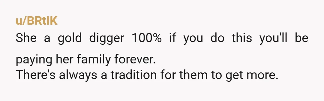 u/Shadow_84 Try the reverse logic of it. She's saying your choosing 100k over her, but shes also choosing 100k over you. Why is it ok for her to but not...