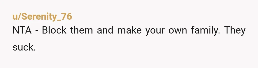 u/Audr3yJam3s031021
NTA! I'd only go back enough times to get ALL of YOUR stuff from your dad back and then go NC from everyone on your mom's side.